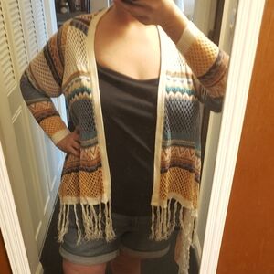 (SOLD) Crochet Fringe Cardigan